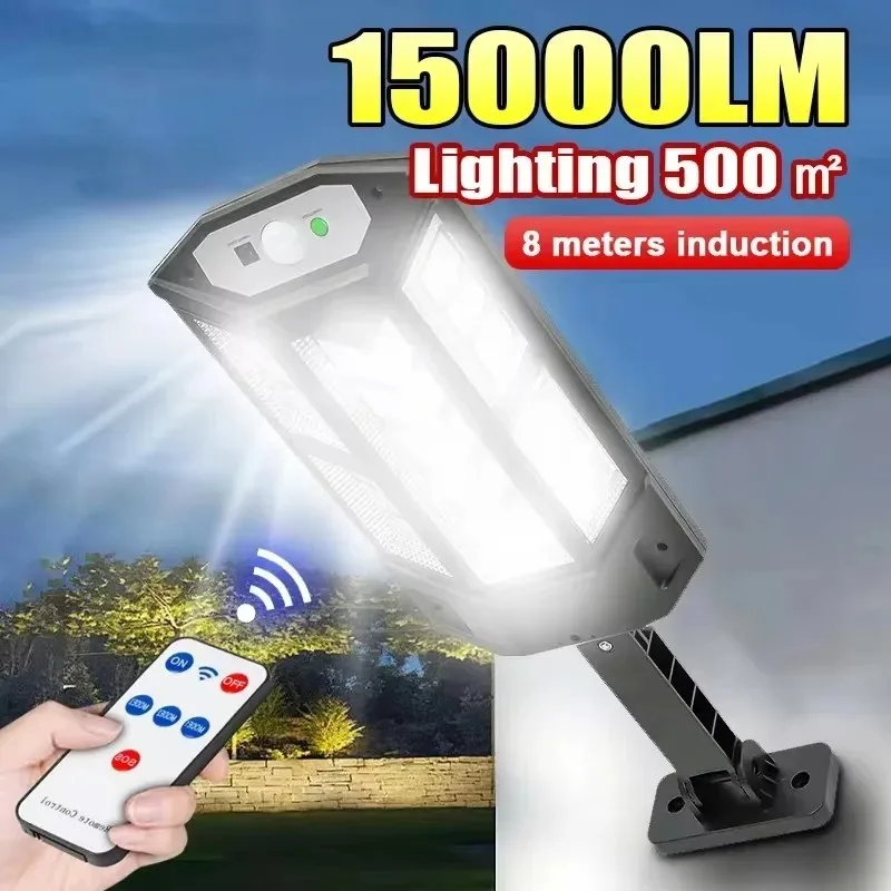15000LM Bestrahlung 500 ㎡ Solarleuchte für den Außenbereich, Sonnenlicht, Bewegungsmelder, IP65, wasserdicht, für Garten, Straße, Wand, externe Solarlampe