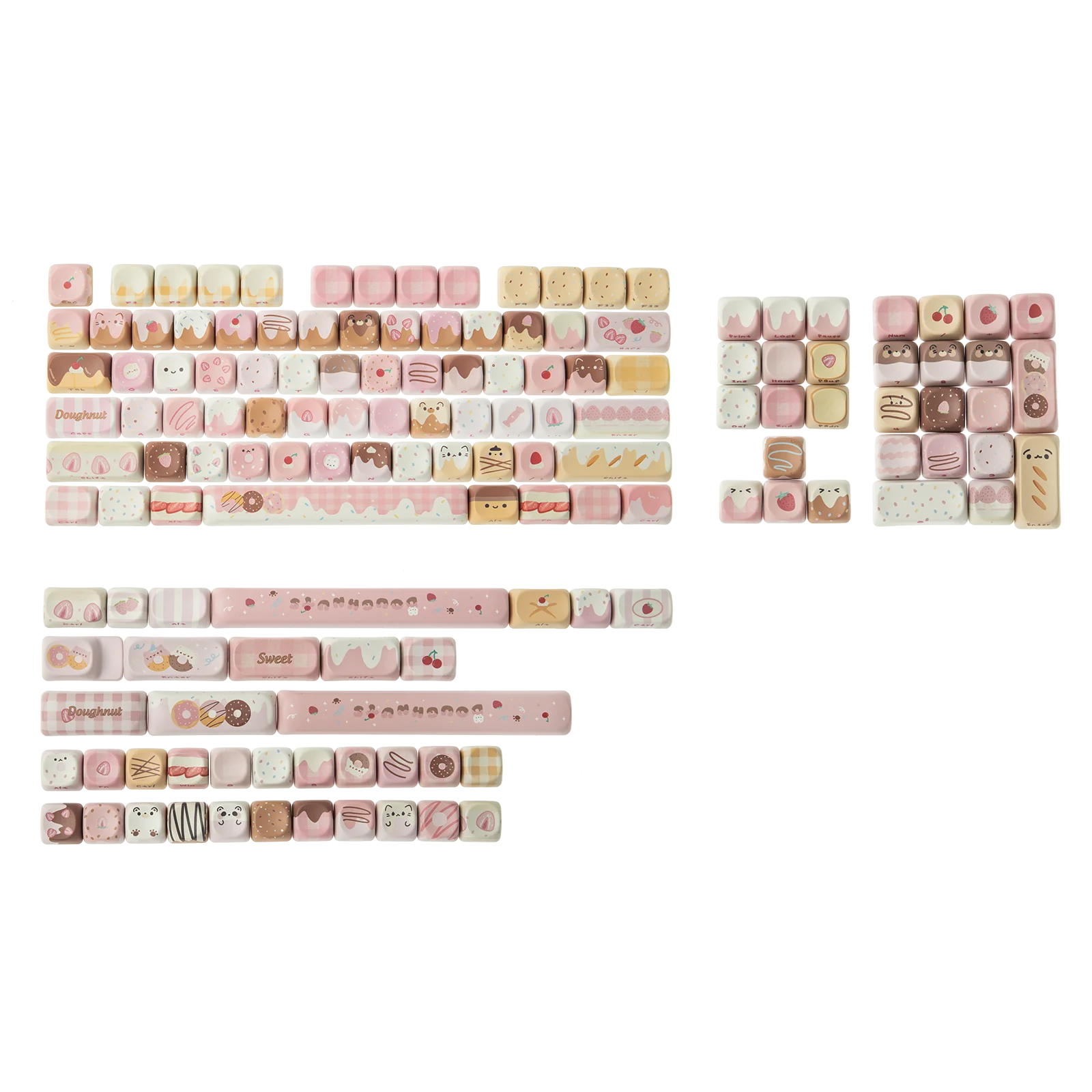 KiiBOOM Dough Fluff Tastenkappen-Set 144 (MOA)/143 (Kirsche) Farbsublimations-PBT-Tasten für 60 %/65 %/75 %/TKL/komplette mechanische Tastatur Image