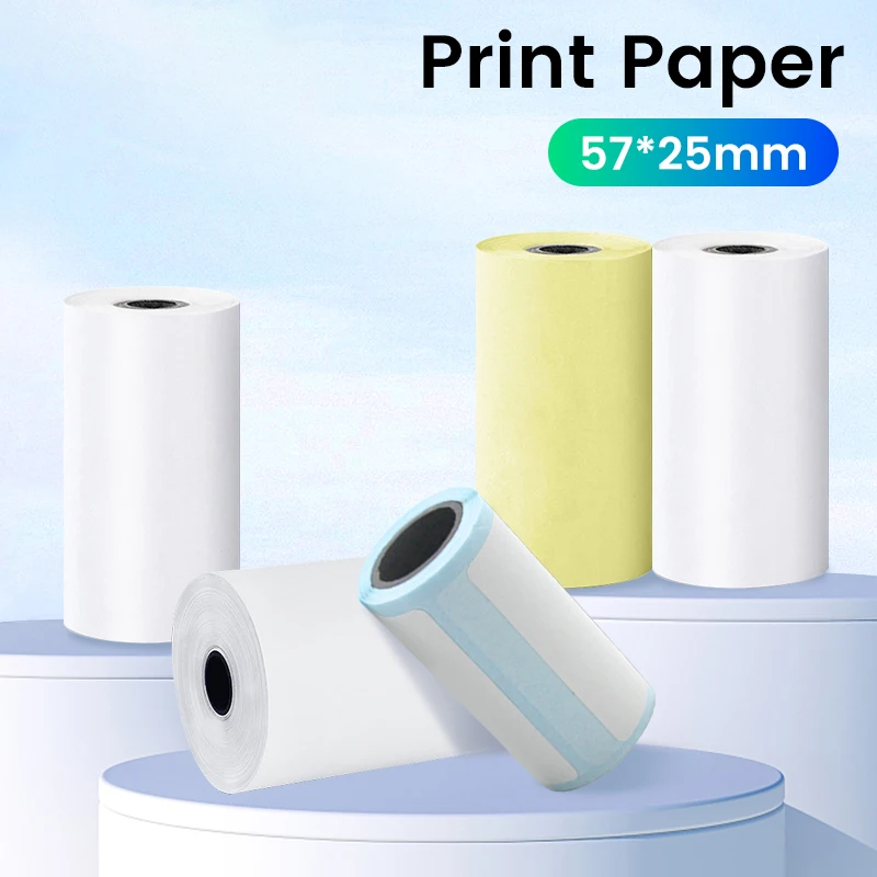 57*25mm Thermische Papier Label Aufkleber Selbst-klebe HD Farbe Rollen Papier Für Mini Drucker Instant drucken Kinder Kamera Foto Papier