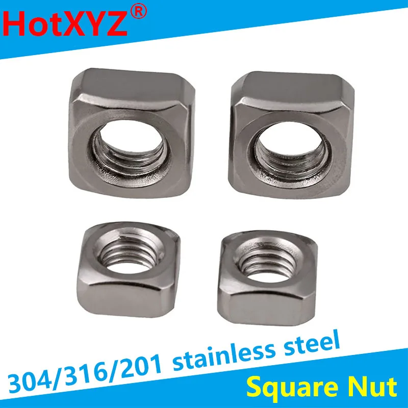 Quadratische Mutter aus Edelstahl 304/316, quadratische Mutter M3M4M5M6M8M10M12 DIN557, 10 Stück Image