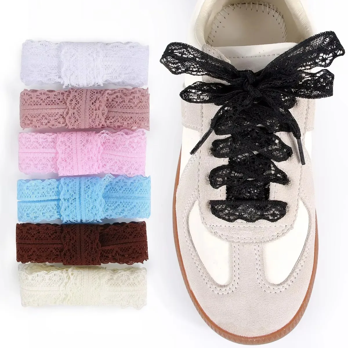 Neue Band-Schnürsenkel, große Spitze für Schuhe, Schnürsenkel, klobige breite Schnürsenkel XD01 Image