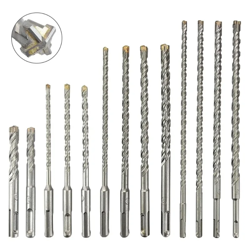 1 Stück 110-350mm SDS Plus Bohrhammer-Bohrer Kreuzspitze Schlagbohrer für Ziegel Beton Wände Stein Marmor Image