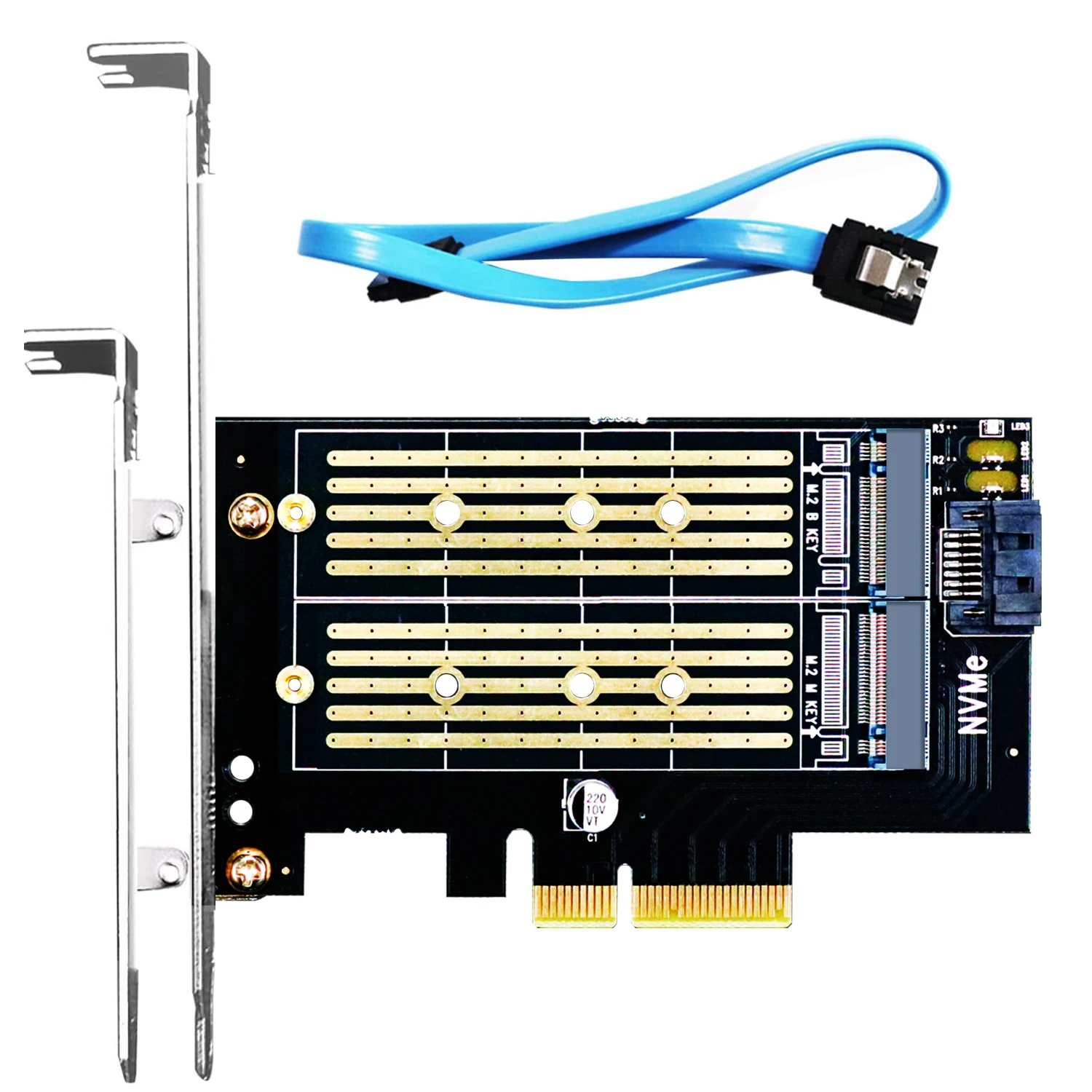 Dualer M.2 PCIE NVMe 4.0/3.0-Adapter für M.2 PCIE NVMe SSD und M.2 NGFF SATA SSD Image