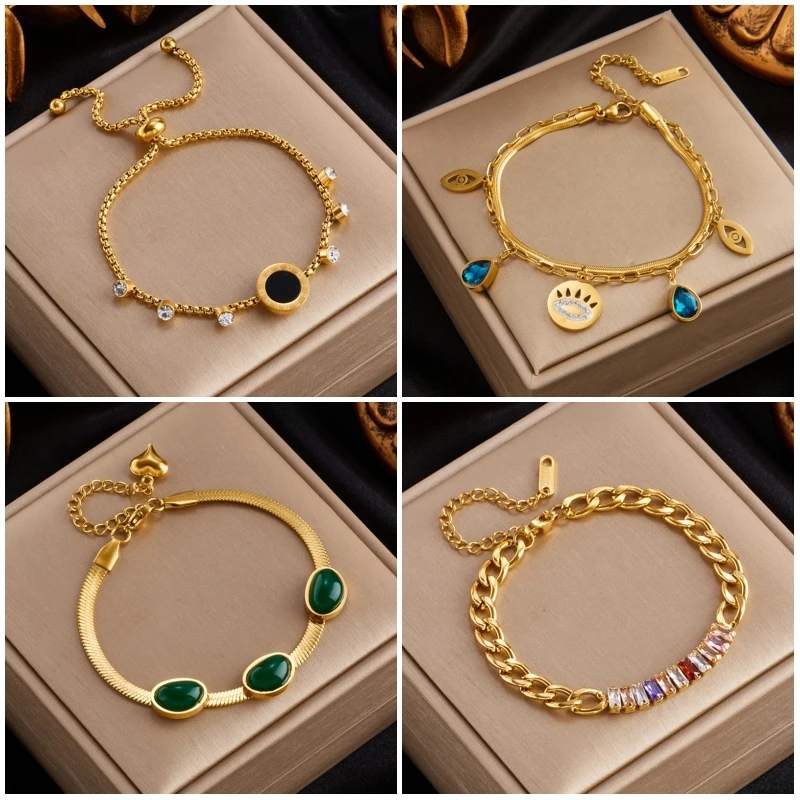 DIEYURO 316L Edelstahl Gold Farbe Charme Armreif Für Frauen Neue Trend Rostfrei Handgelenk Schmuck Party Geschenke Bijoux Image