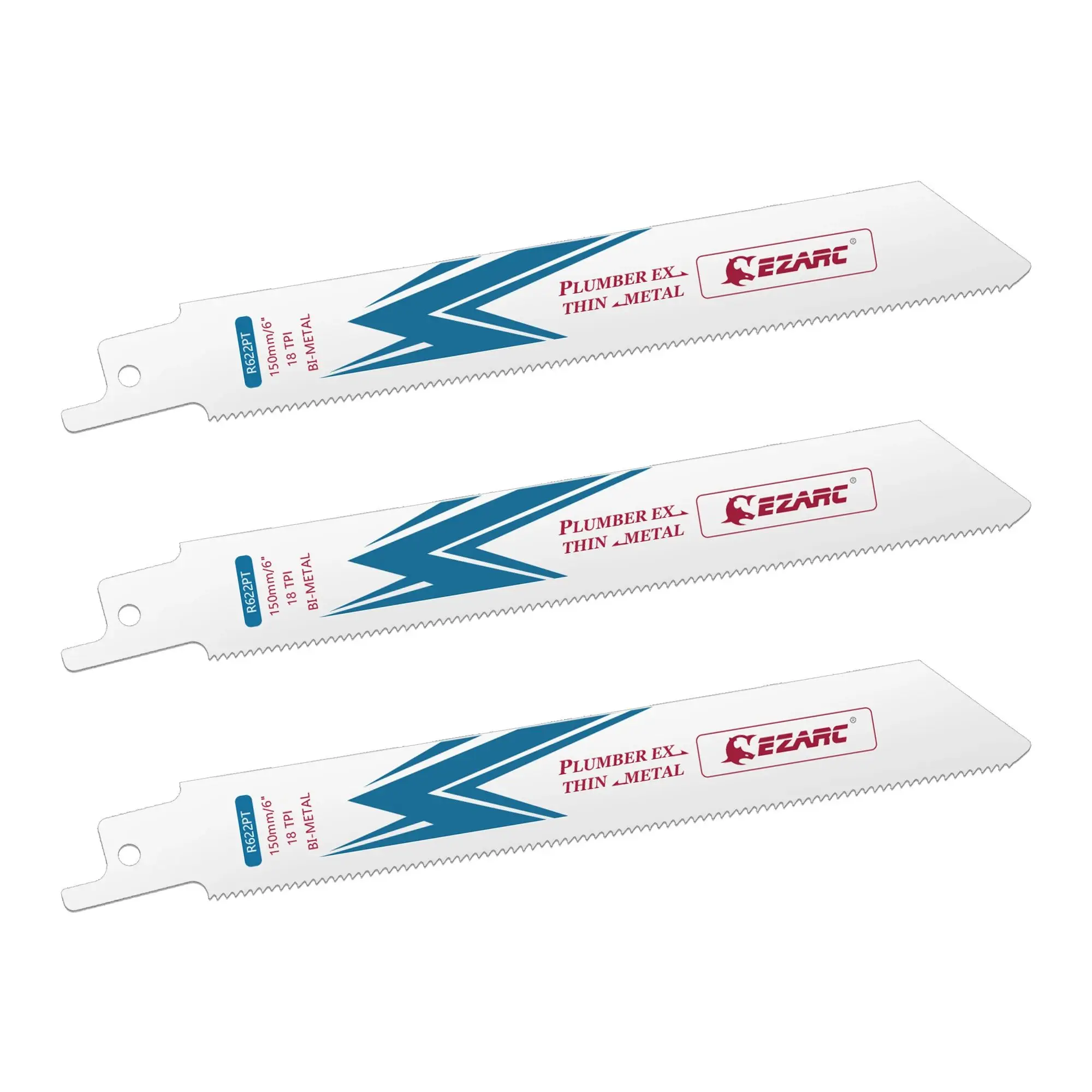 EZARC Säbelsägeblätter für Dünne Metallschnitte 6 Zoll 150mm 18TPI Bi-Metall Kobalt Säbelsägeblätter 1/2'' Universal-Schaft Image