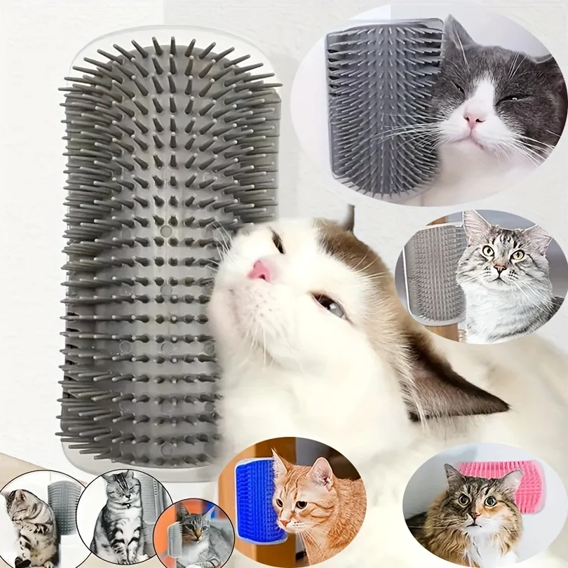 Wandmontierter Katzenpflegekamm mit Selbstpflege-Massagekamm Langlebige PVC-Eckbürste Geeignet für Katzen und Kleintiere Image