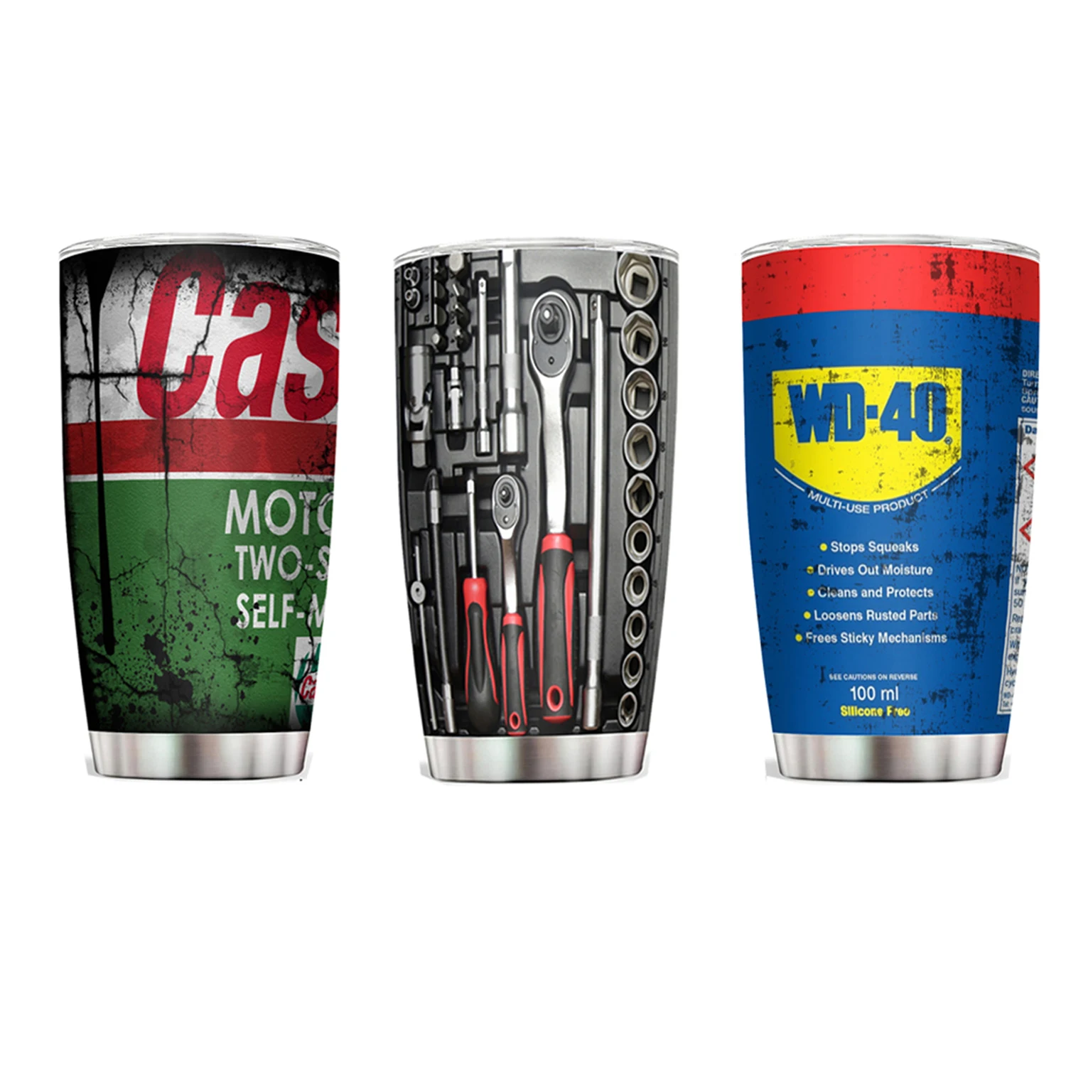 20Oz Edelstahl-Vakuum-Trinkbecher mit WD40-Motorölfilter-Aufdruck, Auto-Becher mit Strohhalm und Deckel für kalte und heiße Getränke, Geschenk für Ingenieure Image