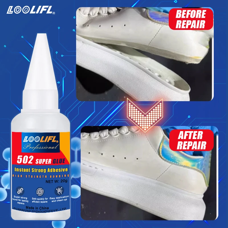 LOOLIFL Starker Schuhreparaturkleber, weicher Kleber, abgenutzte Schuhe, Stiefelsohlenbindung, Mehrzweck-wasserdichtes Reparaturflüssigkeitswerkzeug, Kleber, 20 ml