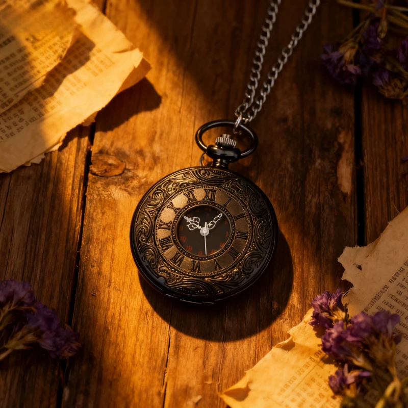 Römische Ziffern Quarz Taschenuhr Männer Frauen Steampunk Vintage Anhänger Halskette Beste Uhr Geschenke für Männer Frauen montre à gousset Image