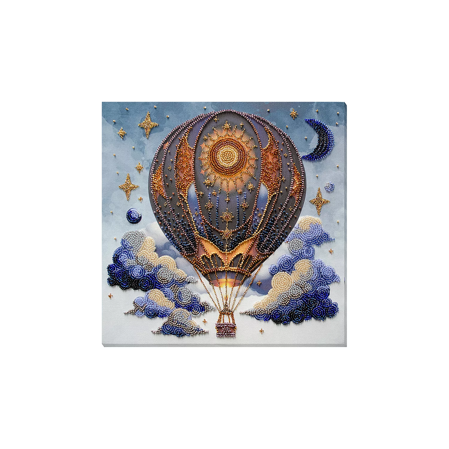 Perlen-Stickbild Ballonfahrt, 28 x 28 cm