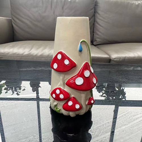Niedlicher, pilzförmiger Pflanztopf aus Kunstharz für Sukkulenten, rustikaler Keramik-Blumentopf mit Cartoon-Motiv, kompakte Tischdekoration, geeignet für Zuhause, Büro und Balkon Image