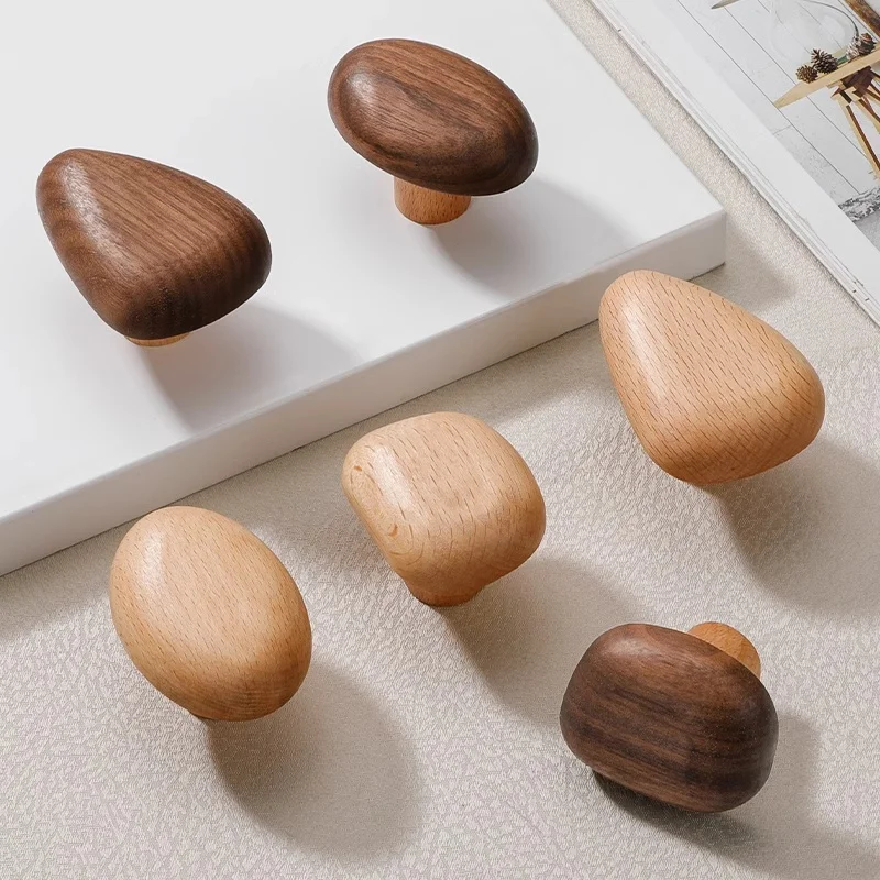 Nordic Kinder Holz Schrank Griffe Kreative Cartoon Kiesel Schublade Zieht Natürliche Holz Knöpfe für Kinderzimmer Kleiderschrank