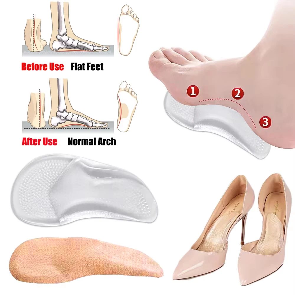 Silikon bogen Unterstützung Fuß Einlegesohlen für Schuhe Frauen Sandalen Plattfüße ortho pä dische Einlegesohlen für Männer Plantar Faziitis Relief Schuh polster