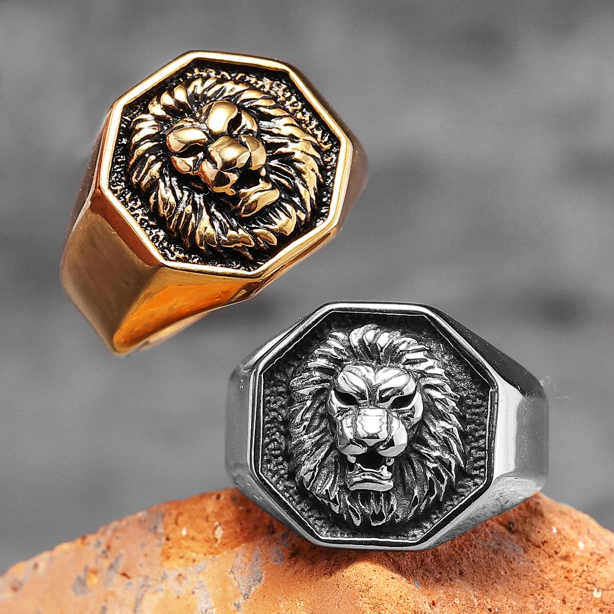 König der Löwen Tier Edelstahl Herren Damen Ringe Punk Trendy Einzigartig für Paar Männlich Biker Schmuck Kreativität Geschenk Großhandel Image