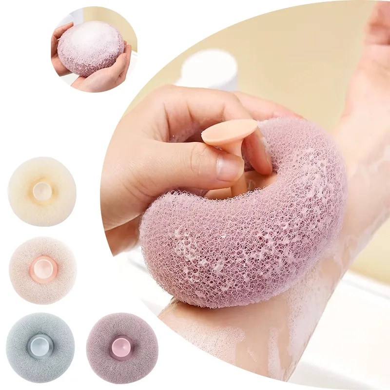1pc/4pcs Rund Dusche für Massage Mesh Bad Schwamm Ball mit Saugnapf Körper Dusche Reiniger Massage bubbler Bad Werkzeuge