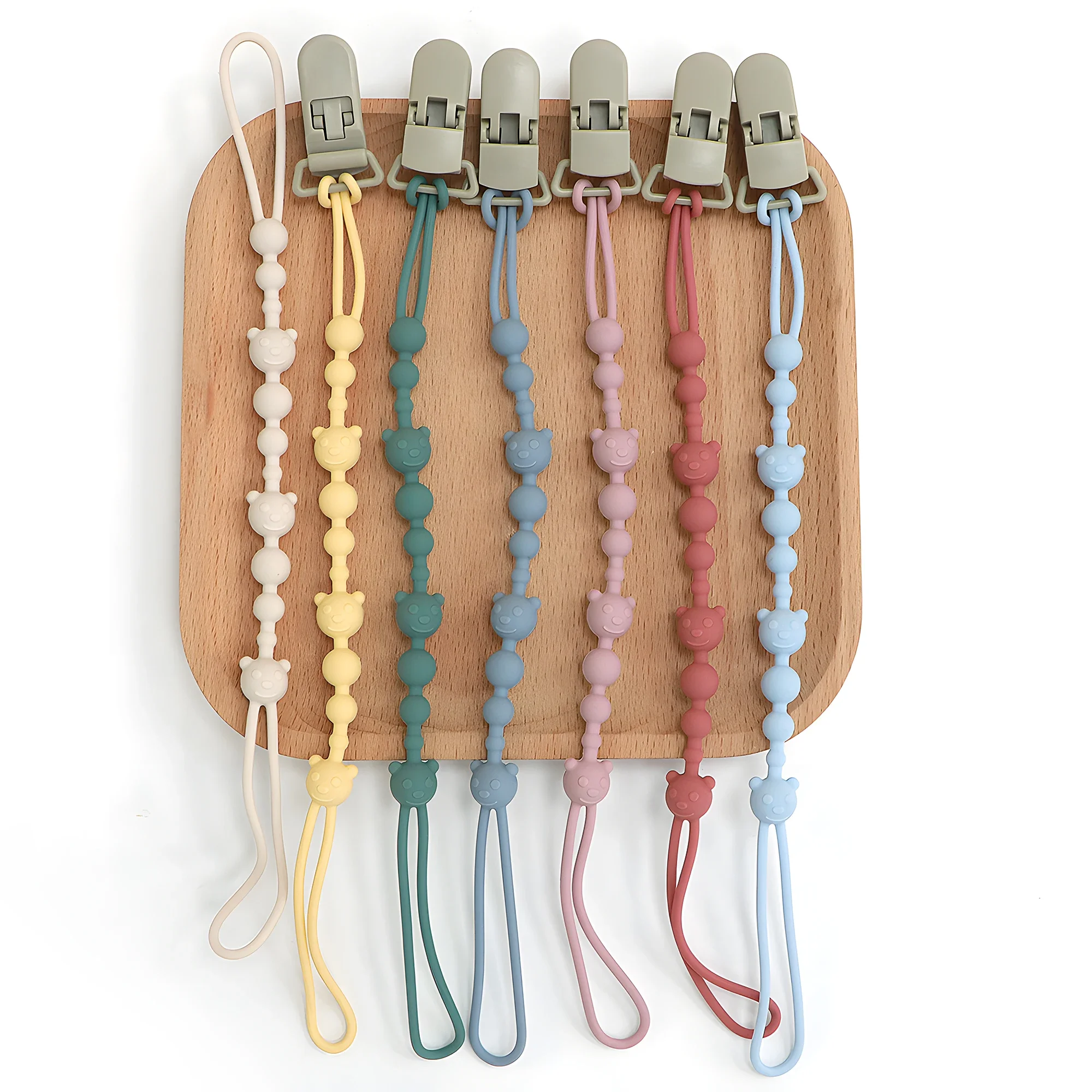 Beruhigender Schnuller mit Anti-Verlust-Kette für Kinderwagen, Baby-Silikon-Schnullerclip, Beißspielzeug, Anti-Verlust-Band Image