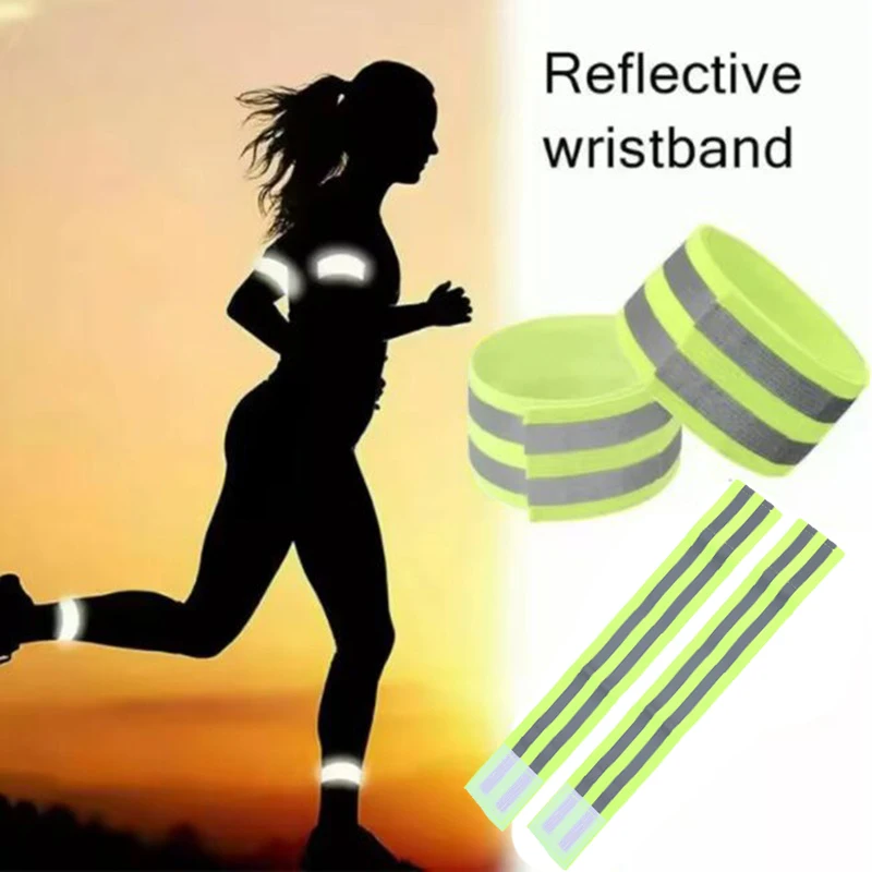 2 Stück reflektierendes Armband, elastisches Sicherheitsband mit gut sichtbarem reflektierendem Streifen für Nachtlauf, Radsport Image