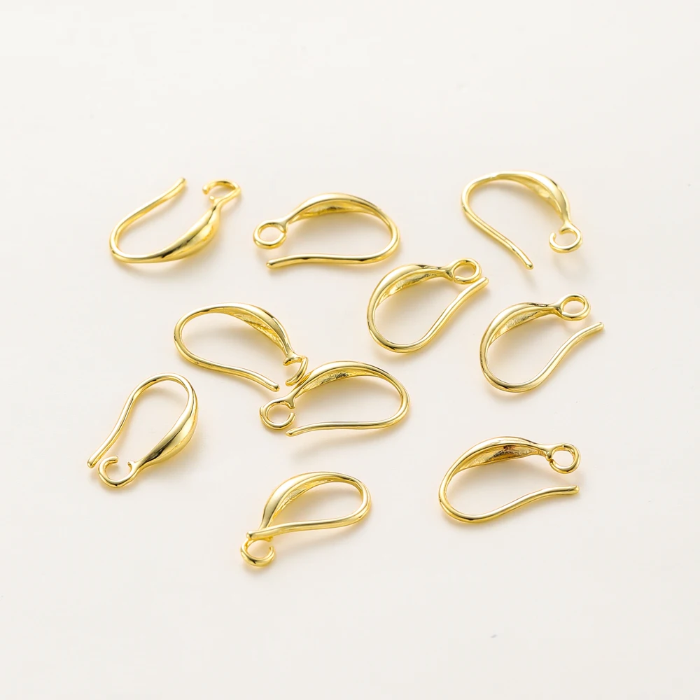 10 teile/los 14K 18K Reales Gold Earing Anhänger Haken Ohr Draht Haken Für DIY Schmuck Machen Earing Charms zubehör Komponenten Image