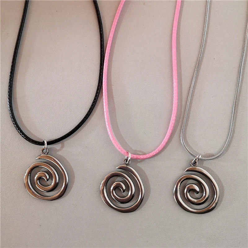 Punk Spiral Wirbel Anhänger rosa Seil Ketten Schlangen kette Halsketten Frauen Männer Goth Grunge ästhetische Vintage y2k 2000s Emo Schmuck