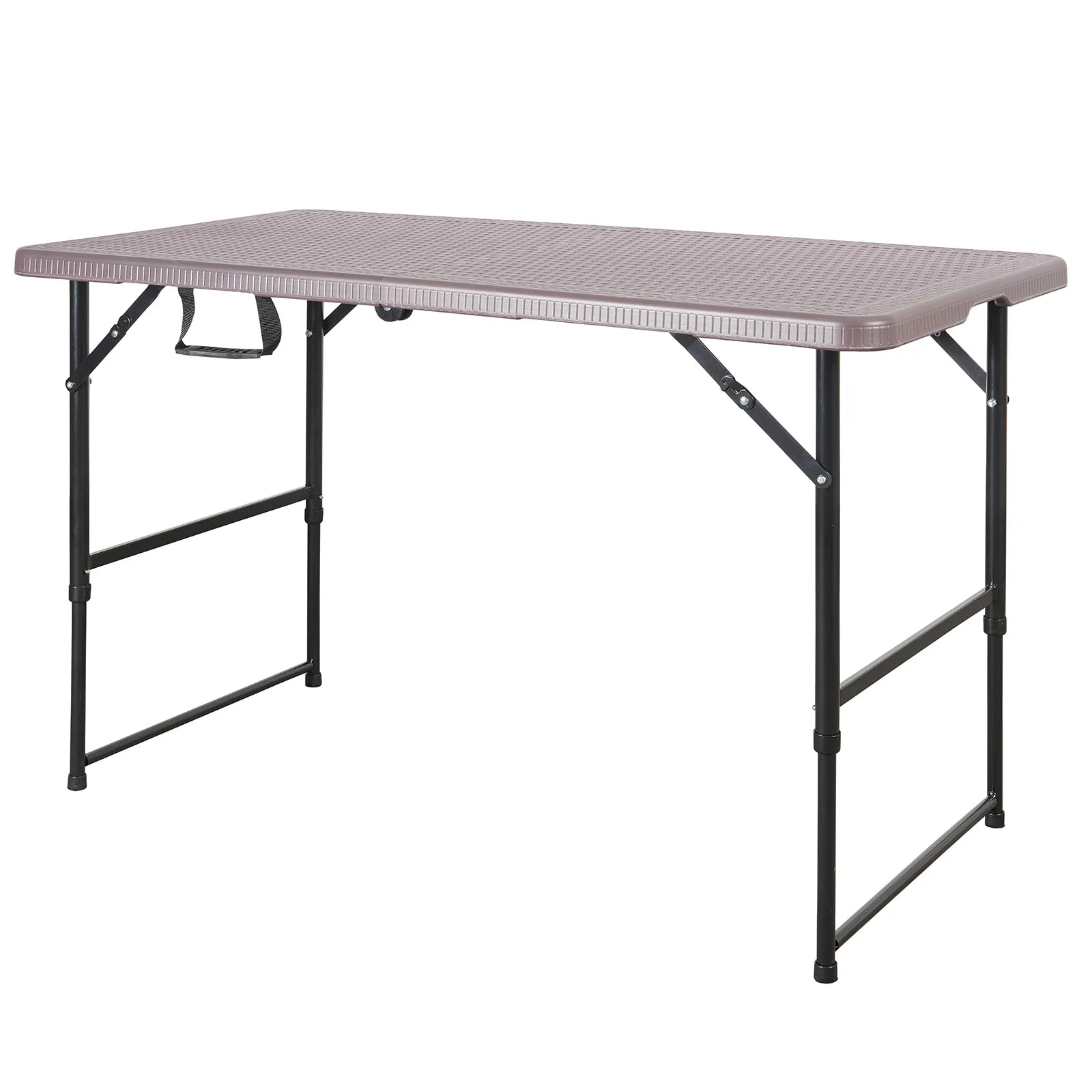 Floordirekt Klapptisch Saga - Höhenverstellbar klappbar in Rattan-Optik - Braun 120 x 60 cm
