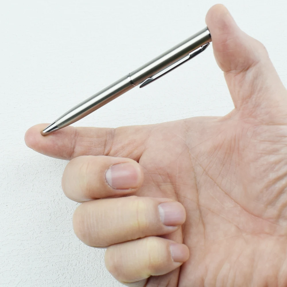 Mini-Kugelschreiber aus Metall mit Drehmechanismus – Taschenformat, 0,7 mm feine schwarze Tinte, Edelstahl-Kugelschreiber, Büro- und Schulbedarf Image