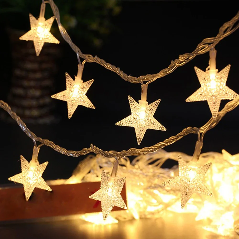 10l/20l/40l/80l LED Stern Lichterketten Weihnachts girlande Batterie USB angetrieben Hochzeits feier Vorhang String Lichterketten für zu Hause Image