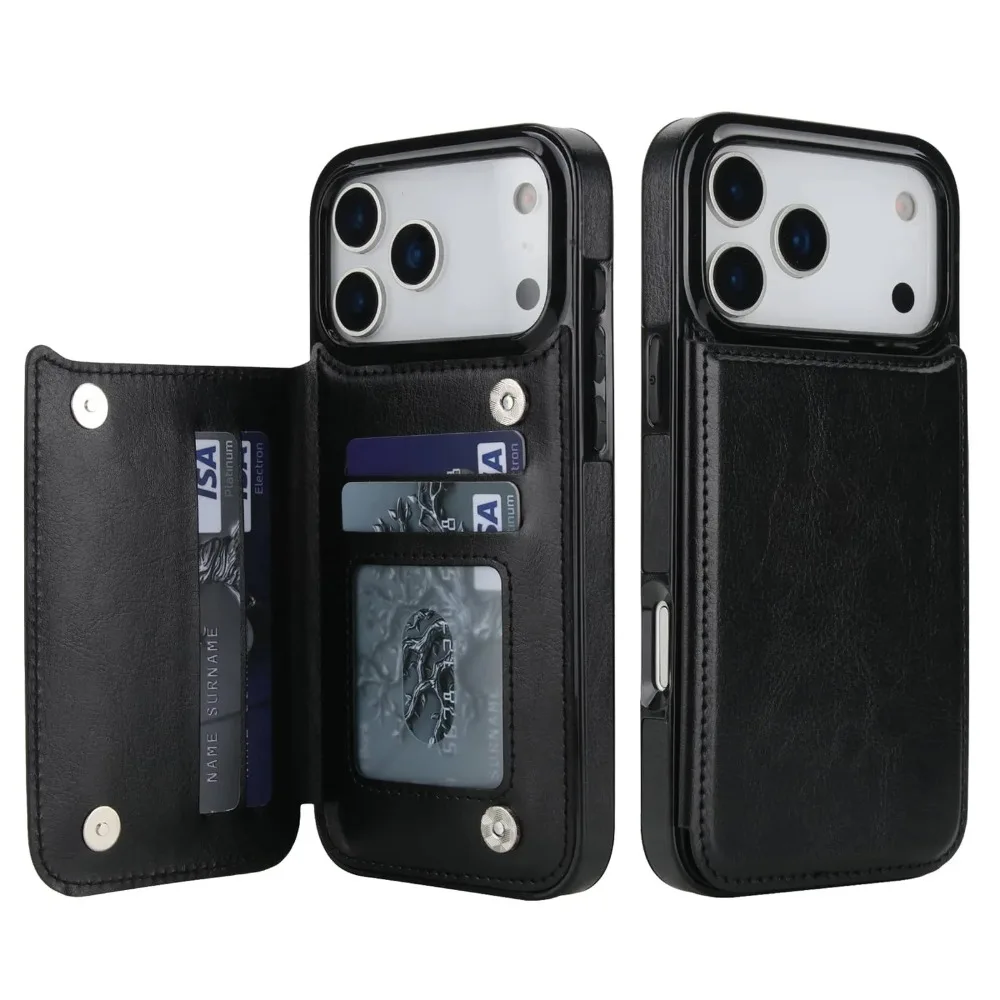 High Business Sle Leder-Brieftaschen-Handyhülle für iPhone 17 Pro Max 17 Air mit Ständer, Kartenfächern, stoßfeste Schutzhülle