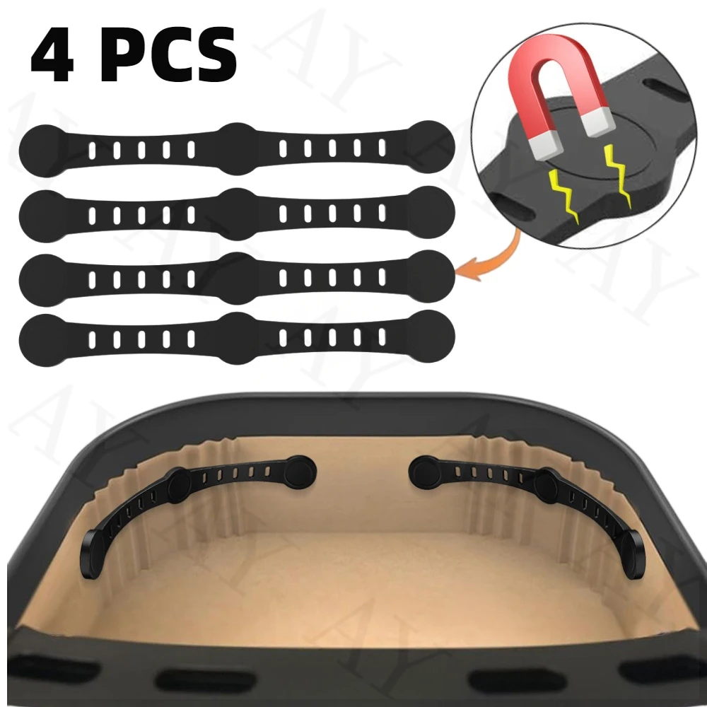 4 Stück Luftfritteusen-Magnet-Silikon-Schnalle zum Halten der Luftfritteuse, Pergamentpapier-Einlagen, verhindern das Verbrennen der Papierdichtung Image