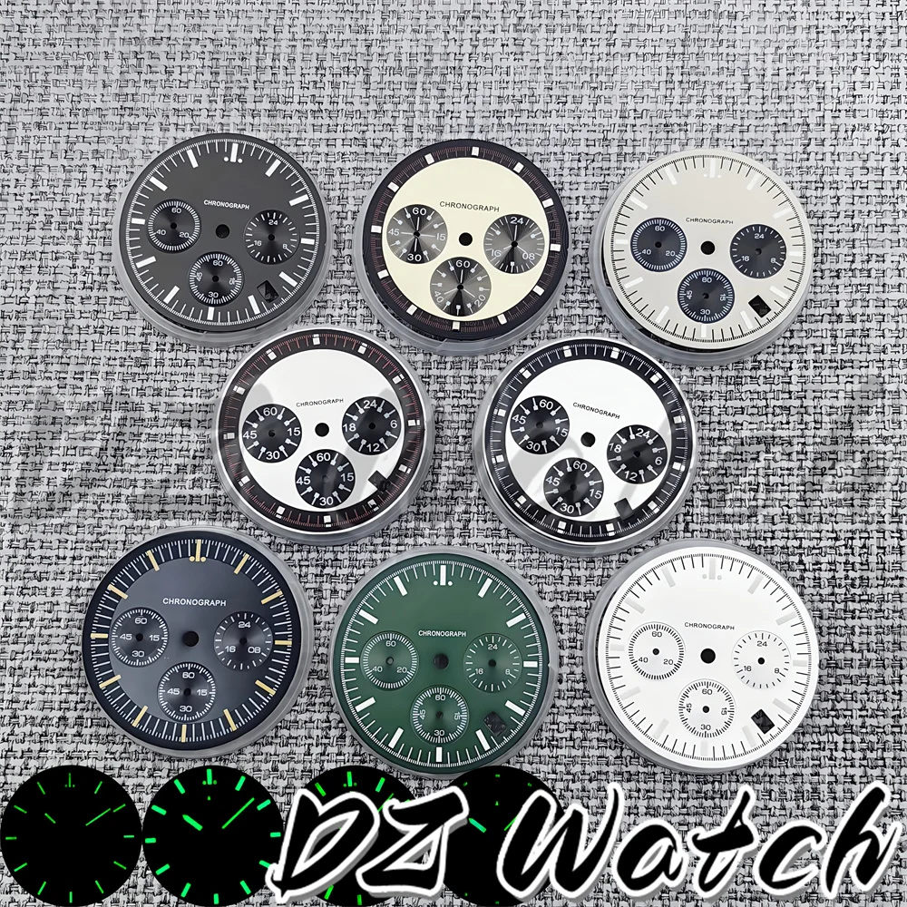 DZ 31,5 mm 6-poliges Zifferblatt, Quarzwerk, Zifferblatt mit VK63-Uhrzeigern, C3, grünes, im Dunkeln leuchtendes Uhrwerk mit VK63-Uhrwerk Image
