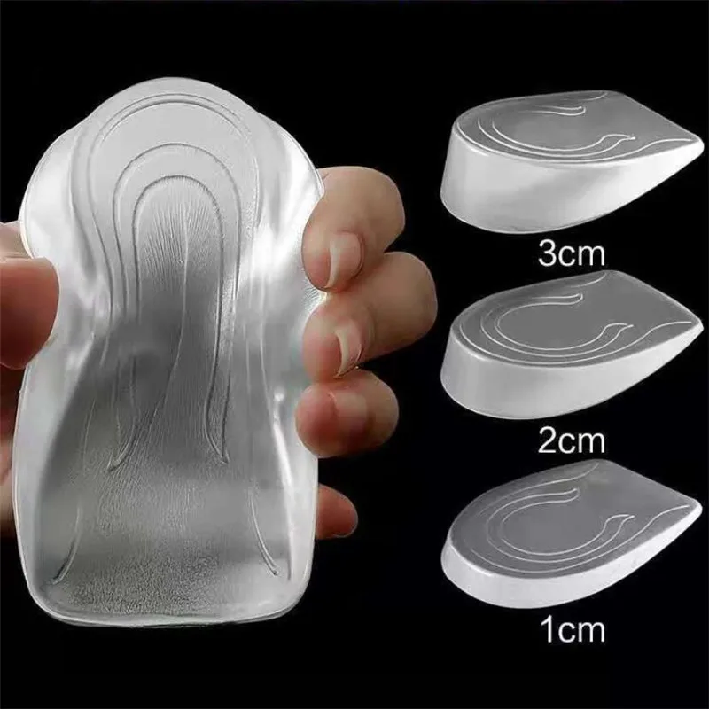 Silikon-Gel-Einlegesohlen zur Höhenvergrößerung, Fersenheber, Schuhpflege, elastisches Kissen, Fußgewölbestütze für Unisex Image