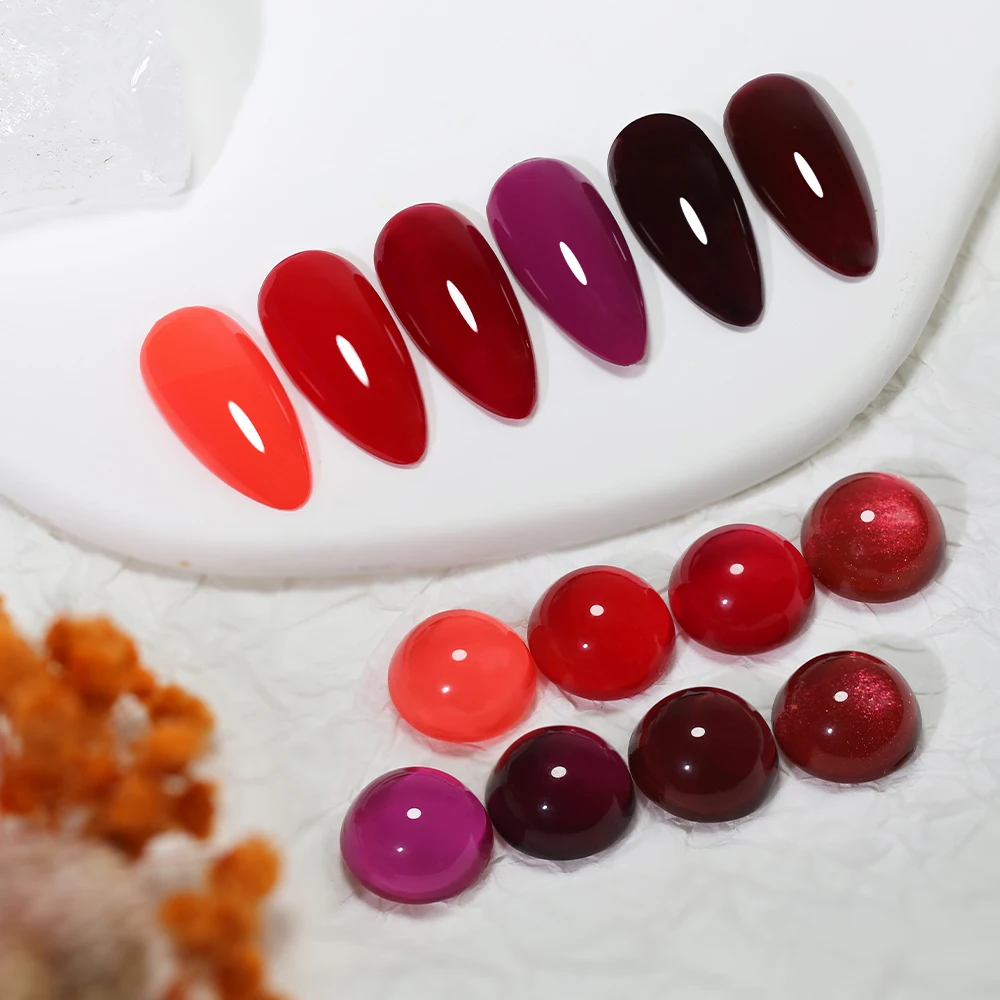 Clou Beaute Klassischer Roter Gel-Nagellack Kirschrot Hochpigmentierter Semi-Permanenter Lack Basis Matt Top Coat Nagelkunst Image