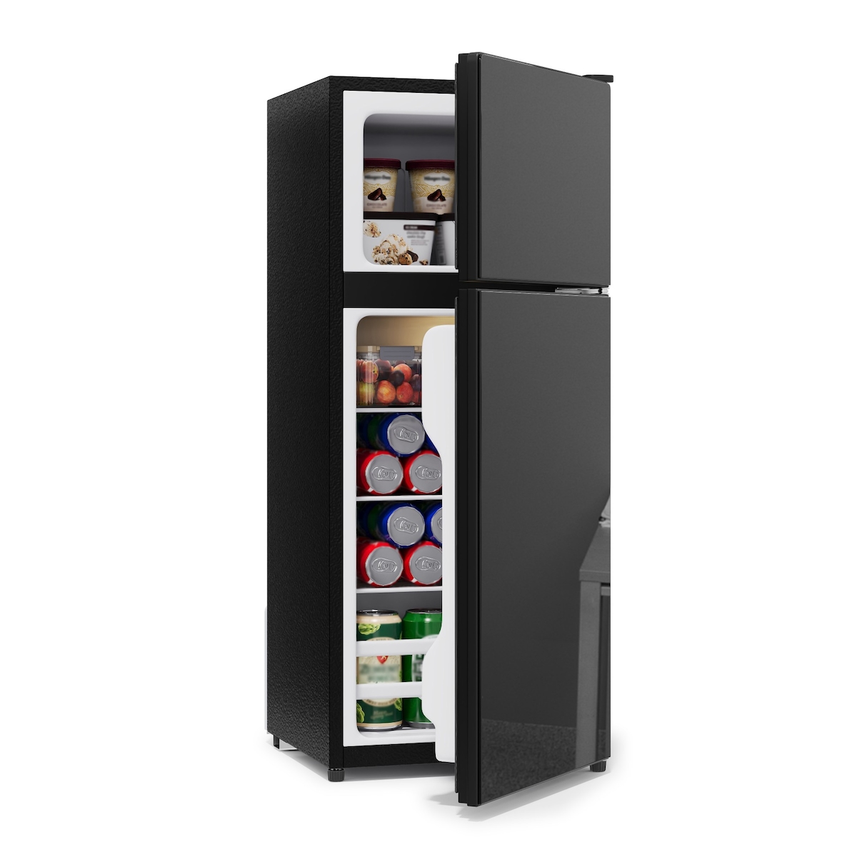 Merax Kühlschrank 92L mit Gefrierfach, Kühl-Gefrierkombination, 64L + 28L, 138 kWh/Jahr, 45 dB, schwarz Image