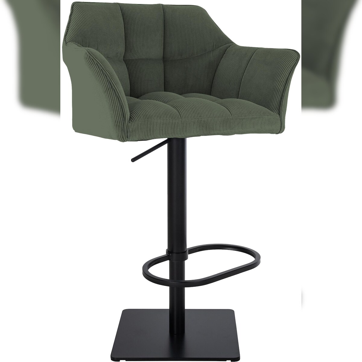 Proregal CHEFGASTRO Barhocker PHILADELPHIA Schwarz Cord HxBxT 88x64x45cm Cord Grün Barstuhl Image