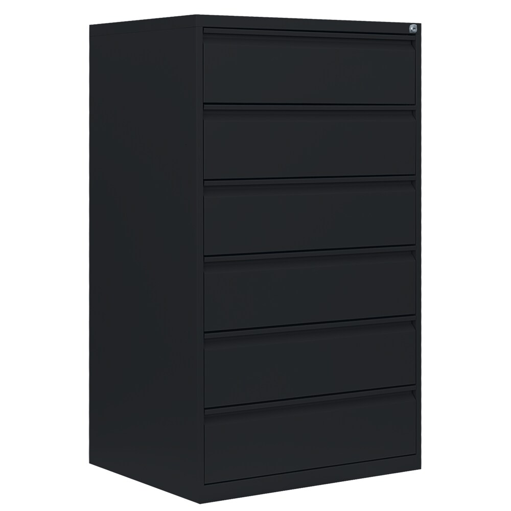Lüllmann® Karteischrank, 6 Schubladen, dreibahnig, 1320 x 760 x 620 mm, tiefschwarz Image