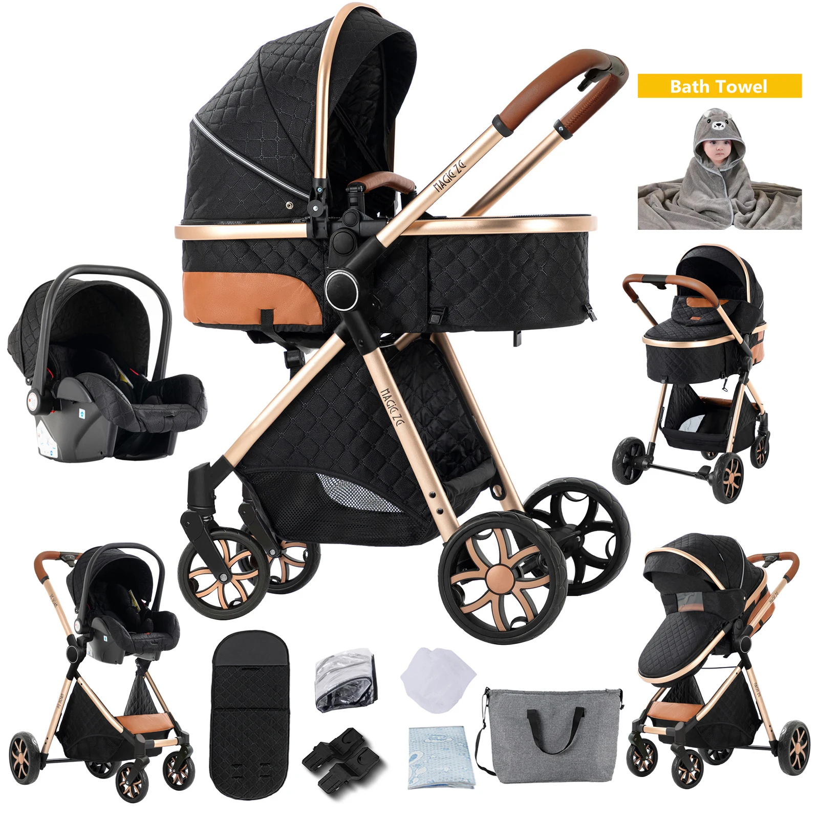 3-in-1 Kinderwagen Multifunktionale Wiege Buggy mit Sicherheitsgurt EU-Standard Kostenloser Versand Image