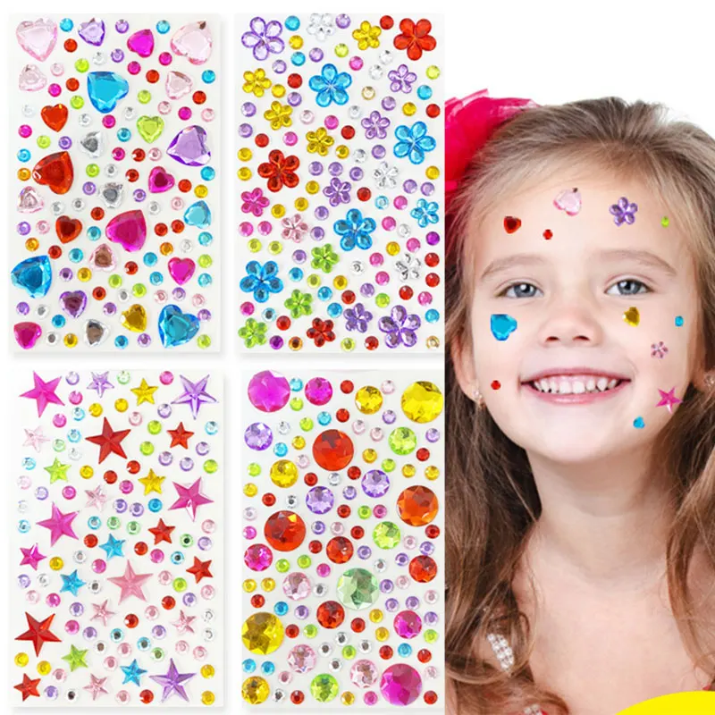 109–430 + Stück Bling-Edelstein-Aufkleber, Strass, selbstklebend, Juwel-Aufkleber, für Kinder, Mädchen, Basteln, Make-up, DIY, Augennagel, verschiedene Größen Image