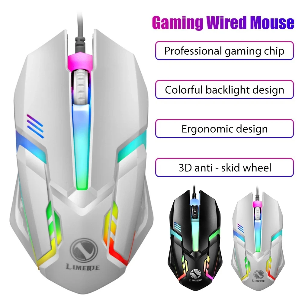 Limei s1 e sport led hintergrund beleuchtete kabel gebundene usb für desktop laptop stumme büro computer gaming maus Image