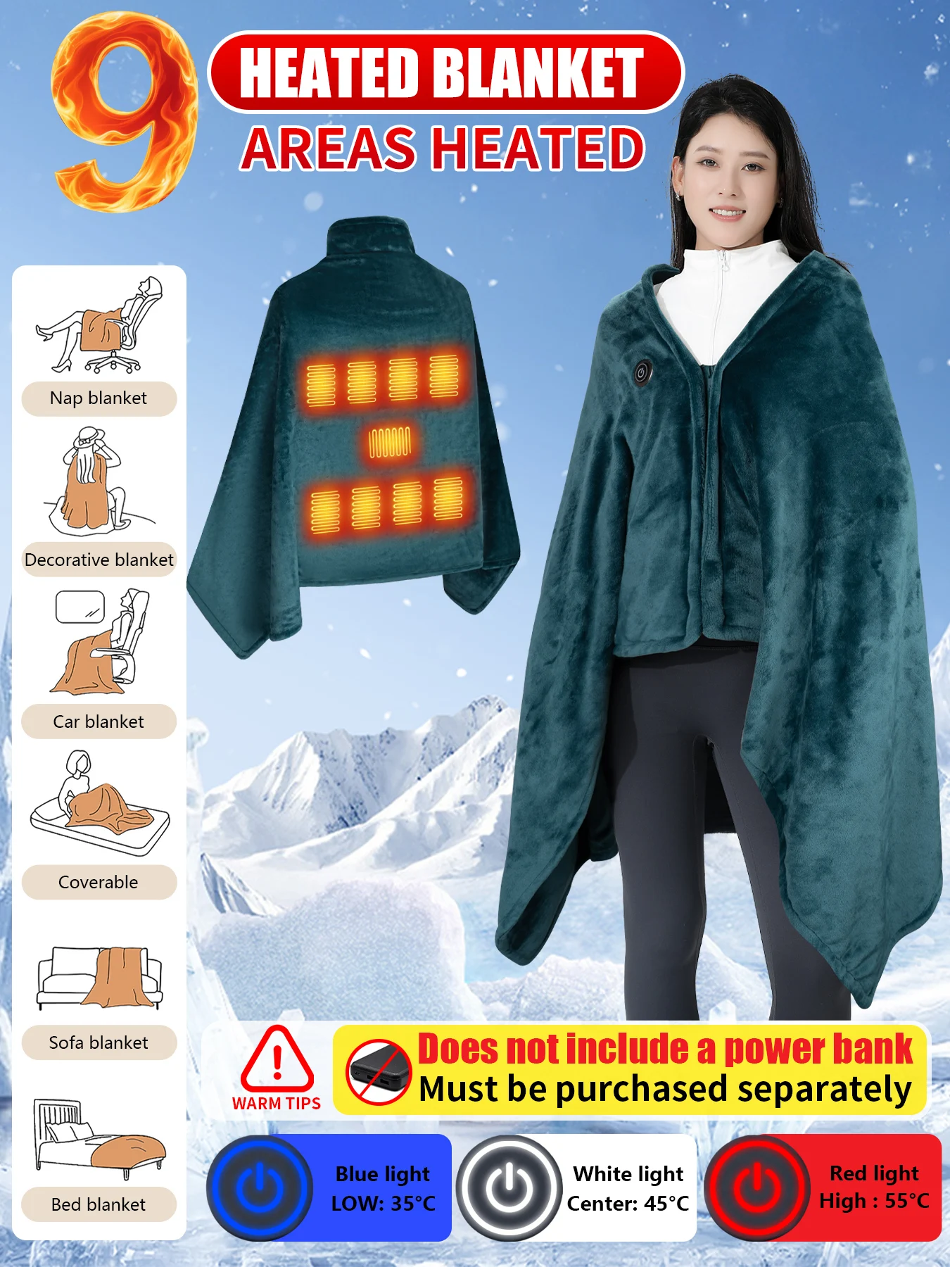 Elektrisch beheizte Decke, USB-Heizdecke, Schal, warmer Heizschal für eine Person, tragbare Heizdecke Image