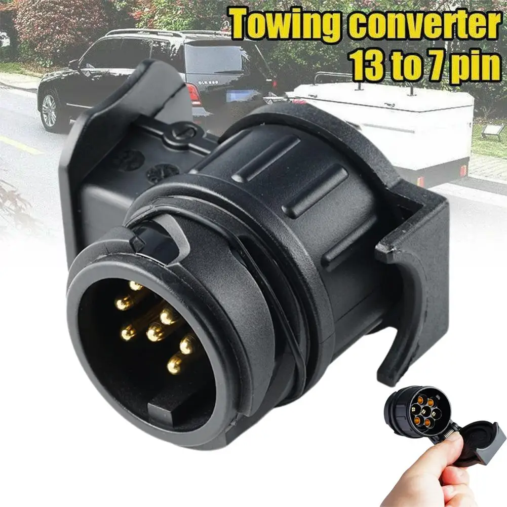 13 bis 7 Pin Stecker Adapter Anhänger Stecker Wasserdichte Stecker 12 V Schützen Abschleppen Adapter Buchse Stecker Anhängerkupplung Hand werkzeuge Image