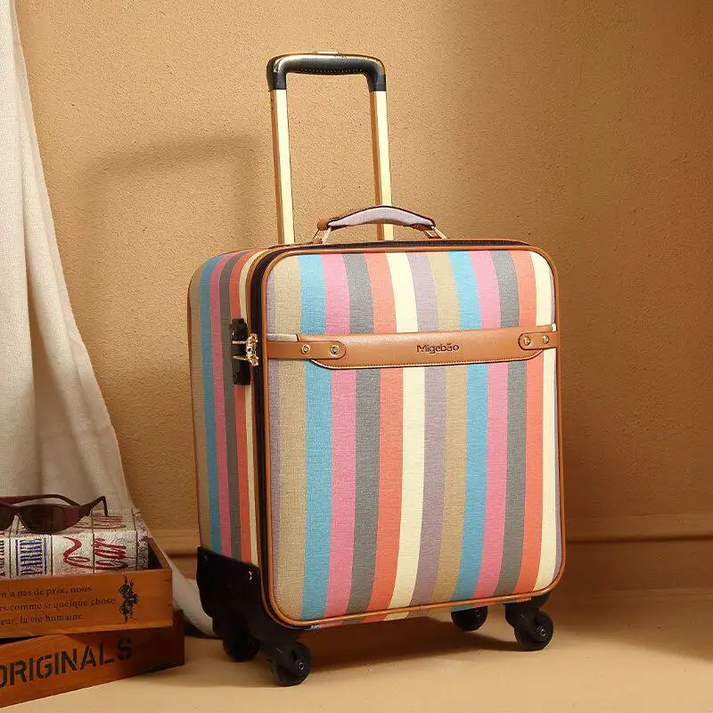 Leichter Trolley-Koffer aus Leder 16-20 Zoll Kleine Kabinengepäckkoffer mit Geräuschlosen Rädern Unisex Zahlenschloss Reisegepäck