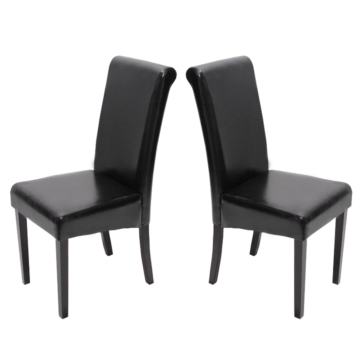 2er-Set Esszimmerstuhl Stuhl Küchenstuhl Novara II, Leder ~ schwarz, dunkle Beine