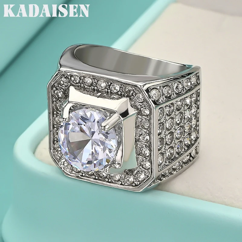 Heiße Original-Ringe aus 925er Sterlingsilber mit glänzendem Kristall für Herren, edler Modedesigner-Schmuck für Partys, Hochzeiten, Feiertage, Geschenke Image
