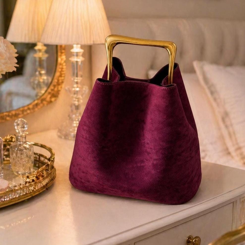 Pochette in velluto, elegante borsetta da sera da donna, borsa con manici in metallo dorato, borsetta per matrimoni e feste, borsa per abiti formali