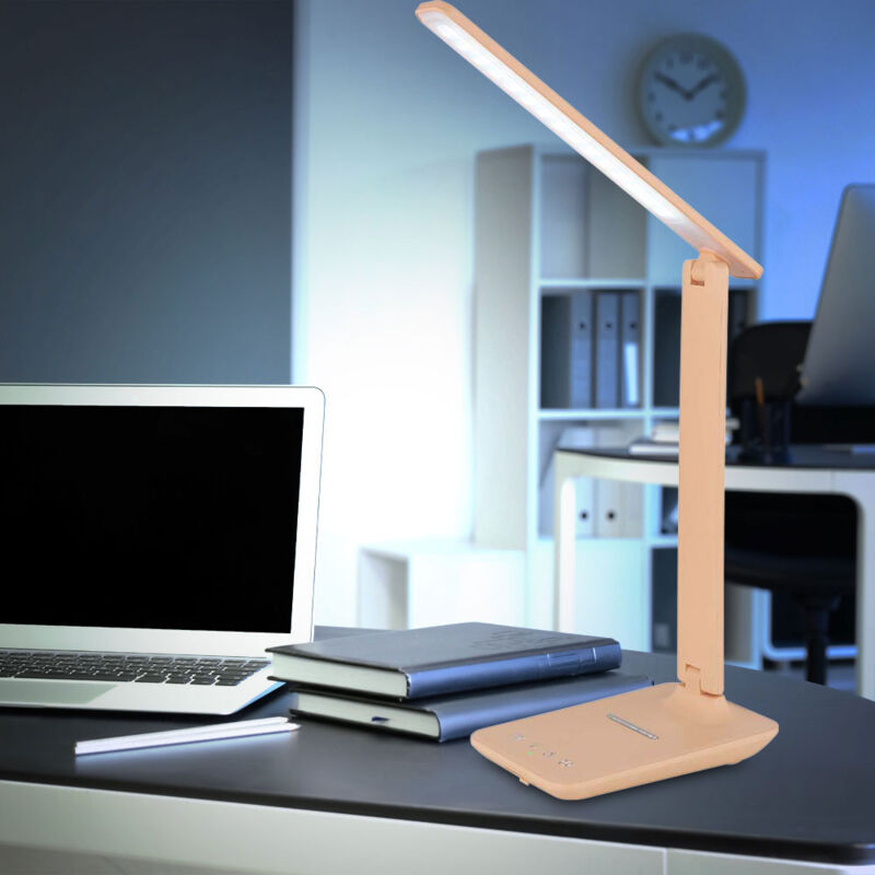 Lampada Da Tavolo Touch Dimmer Lampada Da Lettura Lampada Da Tavolo Lampada Da Soggiorno, Plastica Color Pesca, 1x Led 6w 350lm 3000k, 4000k, 6500k, H 56,5 Cm
