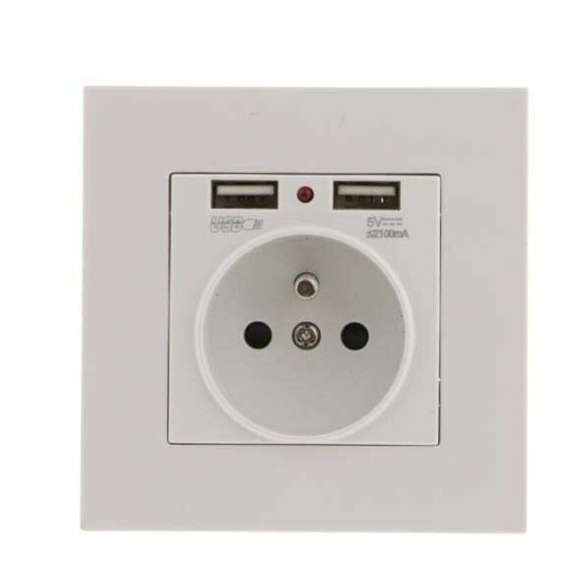 Set 2 Prese A Muro, Presa Elettrica A Muro Con Doppia Usb 5v/2100ma, Presa Da Incasso Con 2 Porte Usb Pratica E Maneggevole