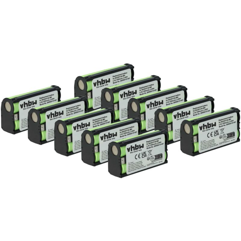 Vhbw 10x Batteria Compatibile Con Sennheiser Ek 300 Iem G2, Ek 2015, Ek 2000 Iem, Ek 2153 Auricolari Cuffie Wireless (1500mah, 2,4v, Nimh)