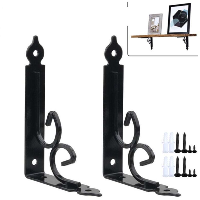 2 Staffe Per Mensole A Parete, Staffe Per Mensole Triangolari A 90 Gradi, Staffe Per Mensole A Parete Per Mensole In Metallo, Cucina - Nero