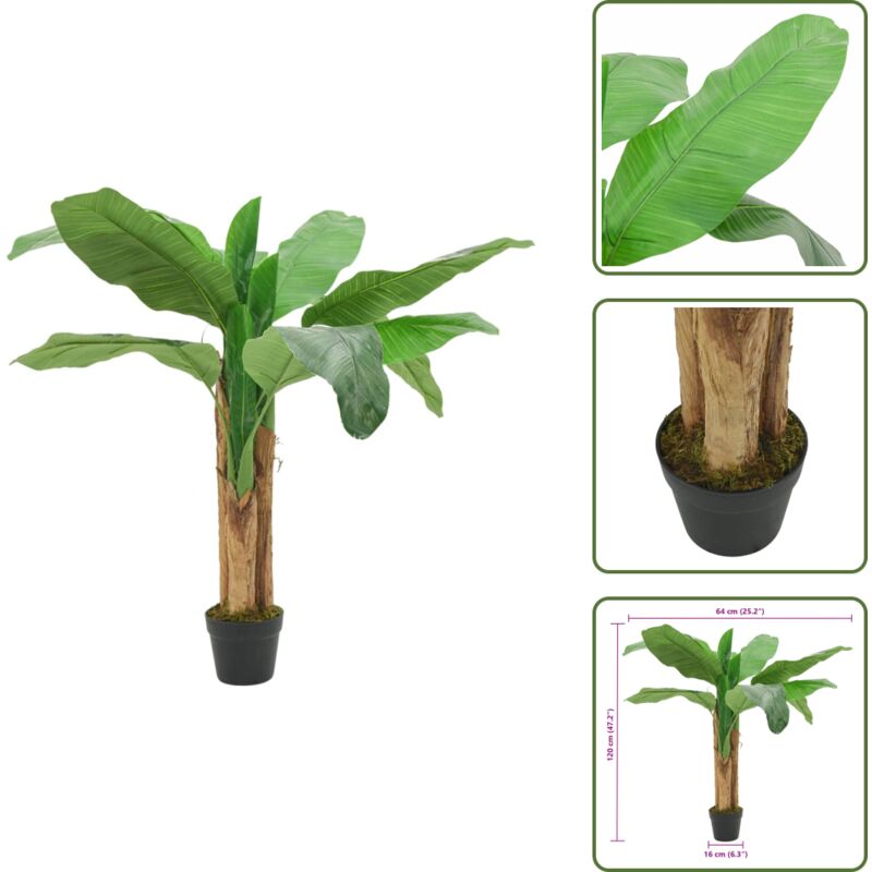 Pianta Artificiale - Vidaxl Albero Di Banano Artificiale 9 Foglie 120 Cm Verde - Albero Verde