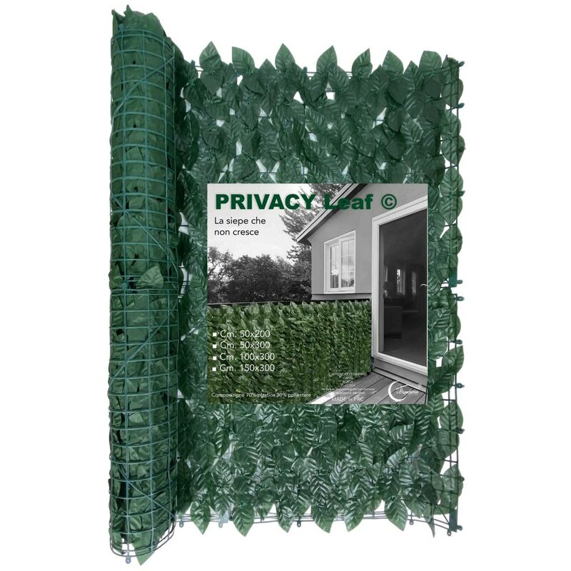 Siepe Privacy Leaf Finta Artificiale A Foglie Per Muri E Balconi Ornamentale Frangivista Cm. 50x200