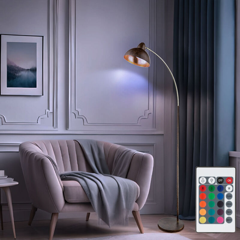 Globo Lighting - Lampada Da Terra Color Ruggine Lampada Da Soggiorno Retrò In Piedi Oro Lampada Da Terra Lampada Ad Arco Oro Ruggine, Telecomando Dimmerabile, Led Rgb 8.5w 806lm Bianco Caldo, H 155 Cm